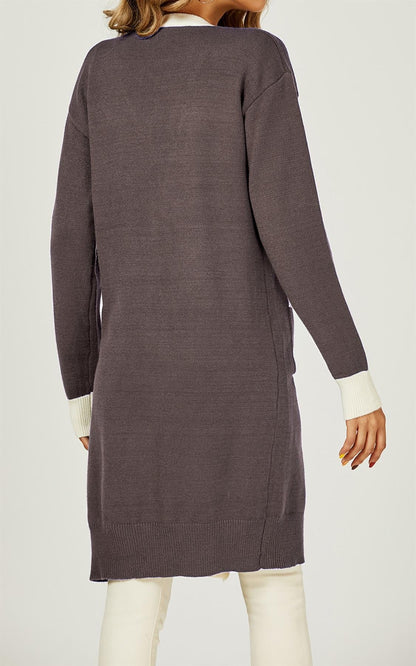 Cream Stripe Cardigan In Taupe