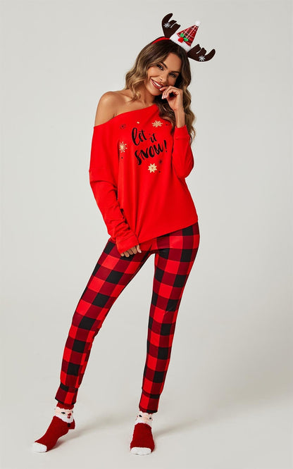 Weihnachts-Co-ord-Set Sweatshirt und Hose in Rot