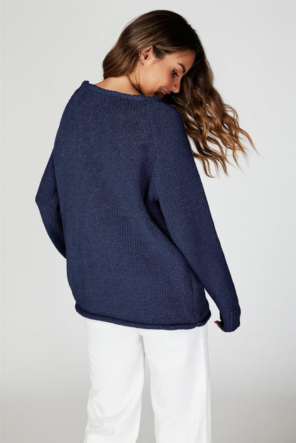 Comfy Jumper Top In Navy