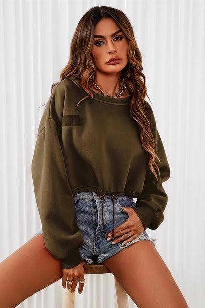 Perfectly Oversized Cropped Sweatshirt In Khaki