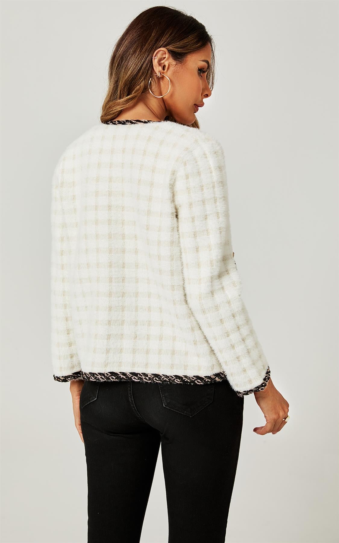 Straight Boucle Jacket In White