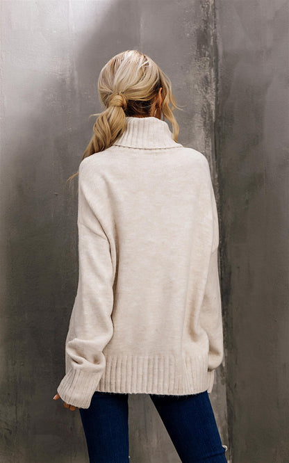 Jumper Top With High Neck In Cream