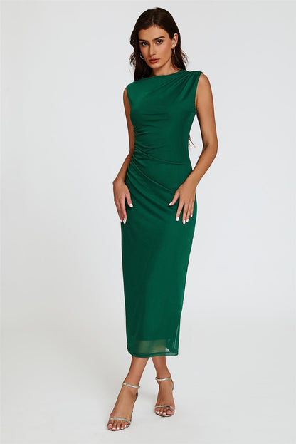 Mesh Maxi Dress In Green