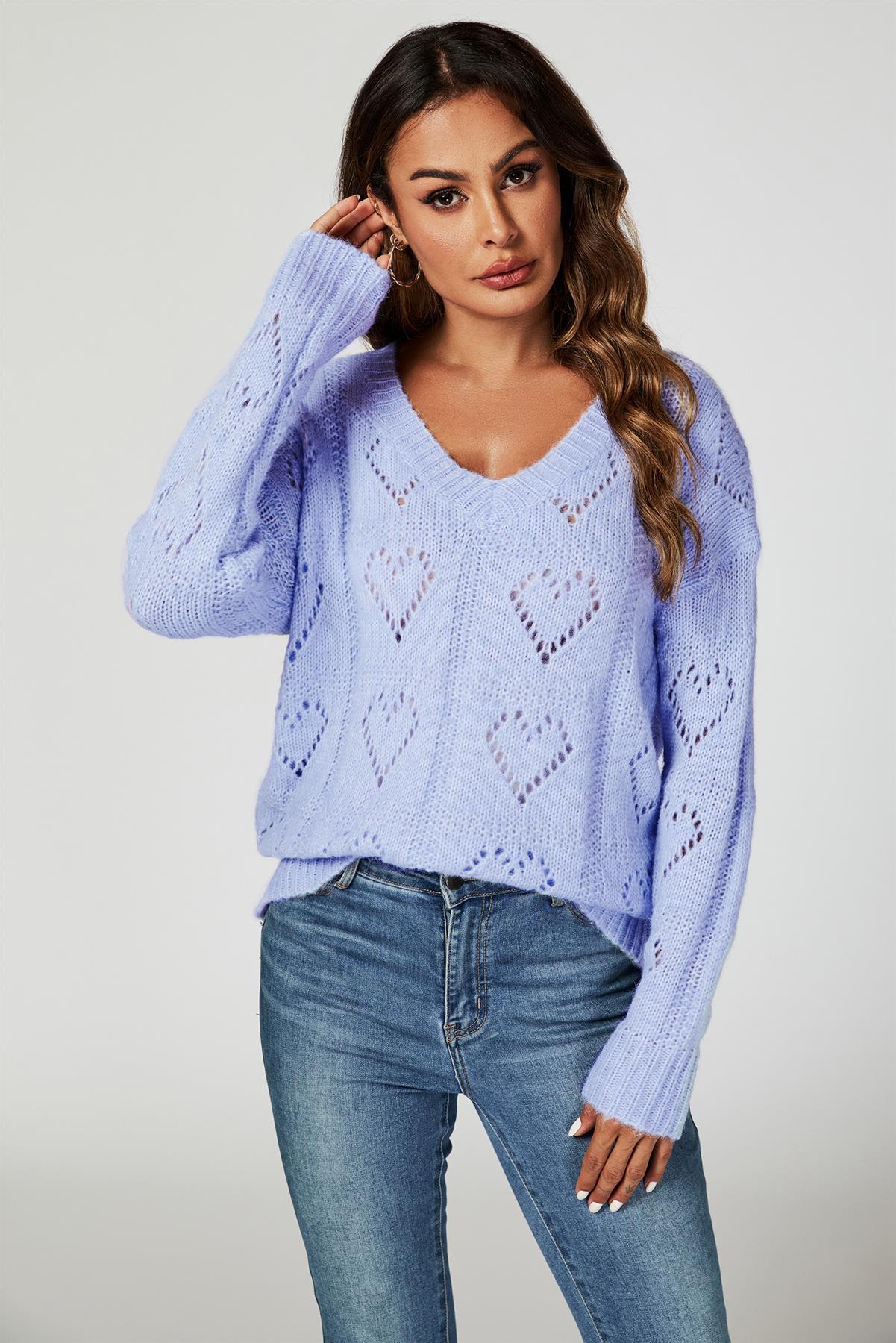 Heart Jumper Top In Blue