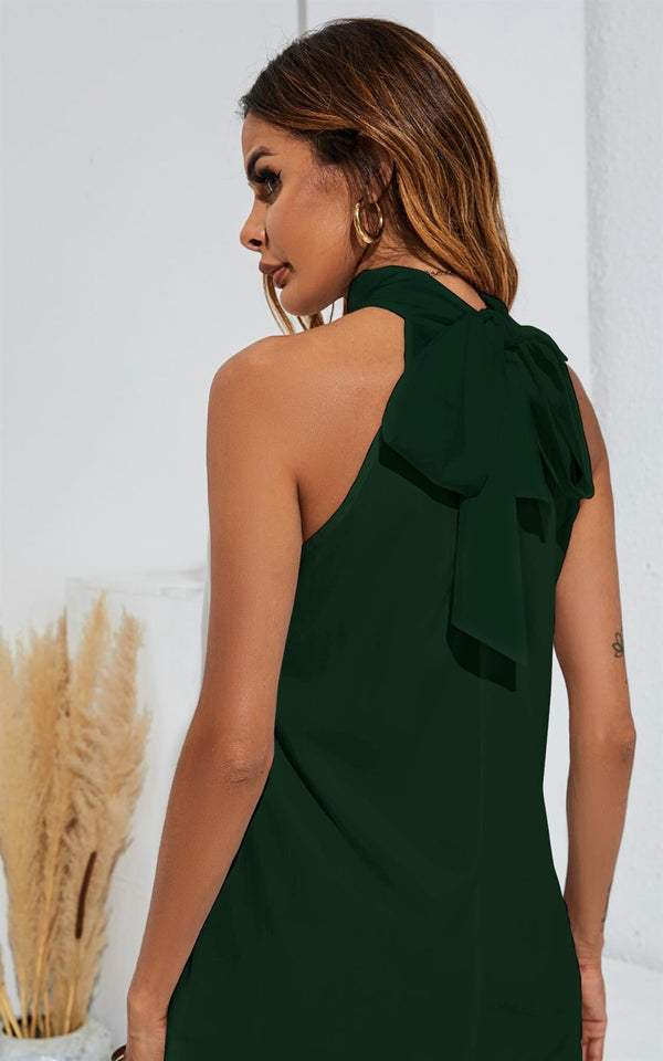 Ärmelloses Neckholder-Top mit Rückenbindung in Waldgrün