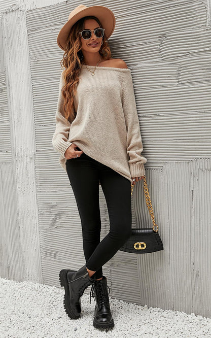 Comfy Jumper Top In Beige