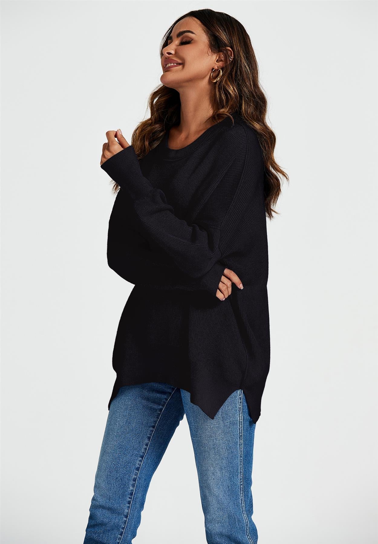 Oversized Jumper Top In Black