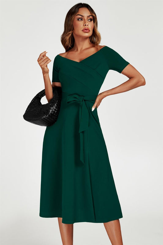 Bardot Midi Dress In Green