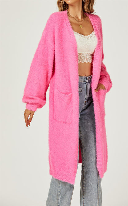 Weiche Strickjacke, entspannte Passform in Fuchsia-Pink