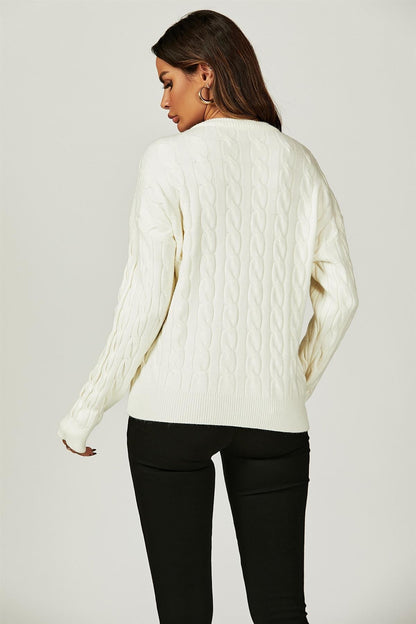 Heart Embroidery Jumper Top In Cream