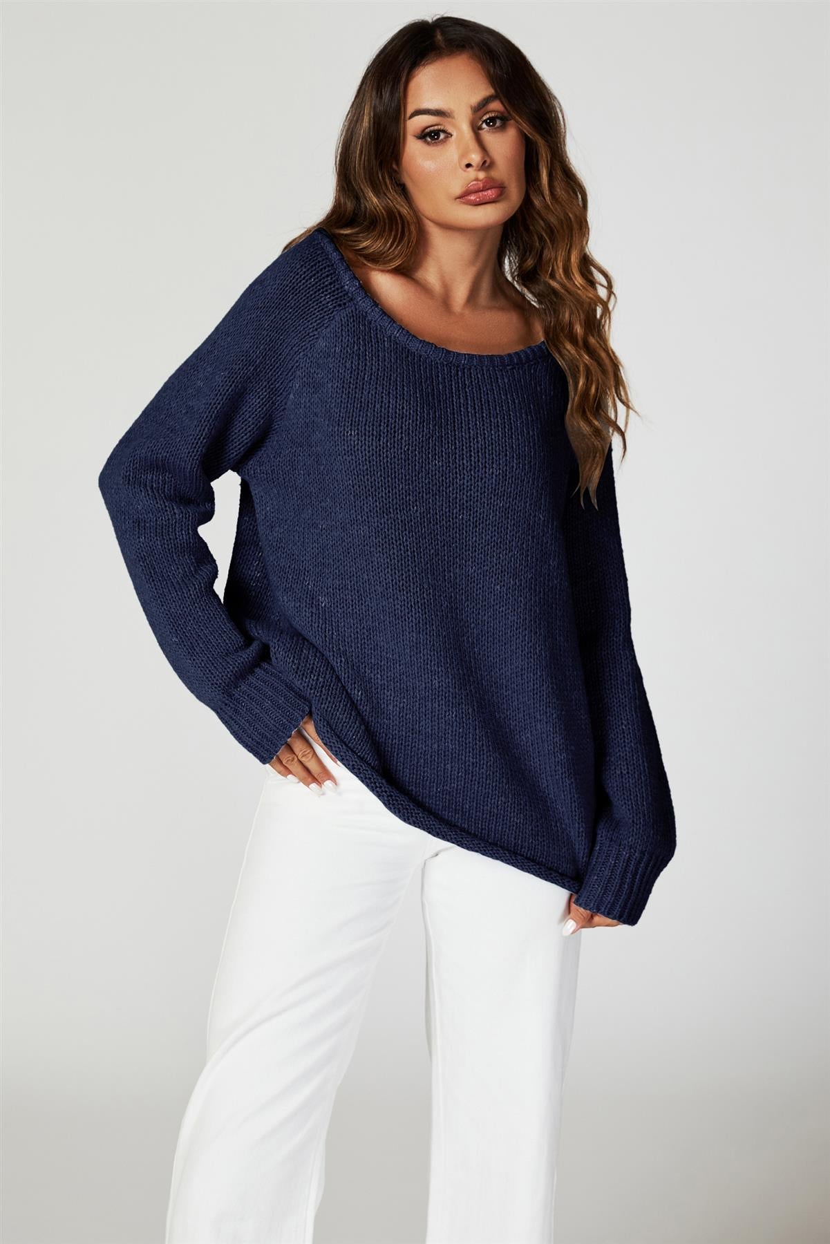 Comfy Jumper Top In Navy