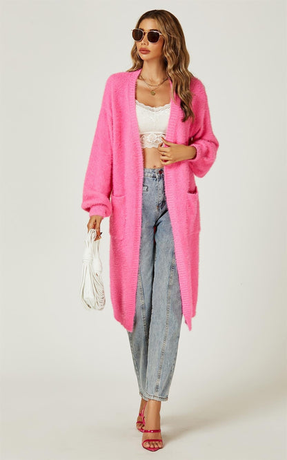 Weiche Strickjacke, entspannte Passform in Fuchsia-Pink