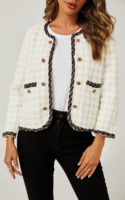 Straight Boucle Jacket In White