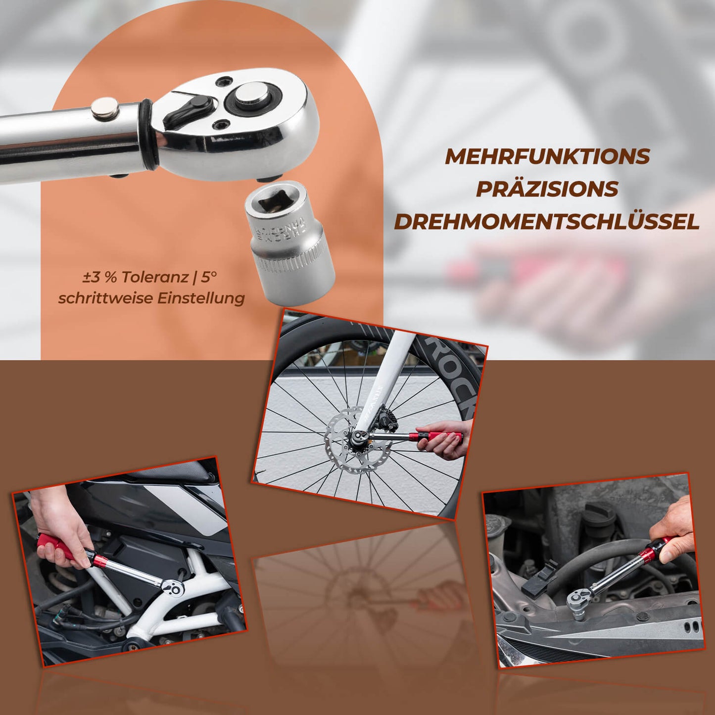Fahrrad Drehmomentschlüssel Set 2-24 Nm, Multifunktionales Reparaturwerkzeug