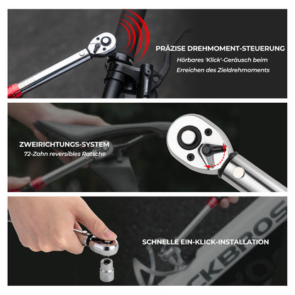 Fahrrad Drehmomentschlüssel Set 2-24 Nm, Multifunktionales Reparaturwerkzeug