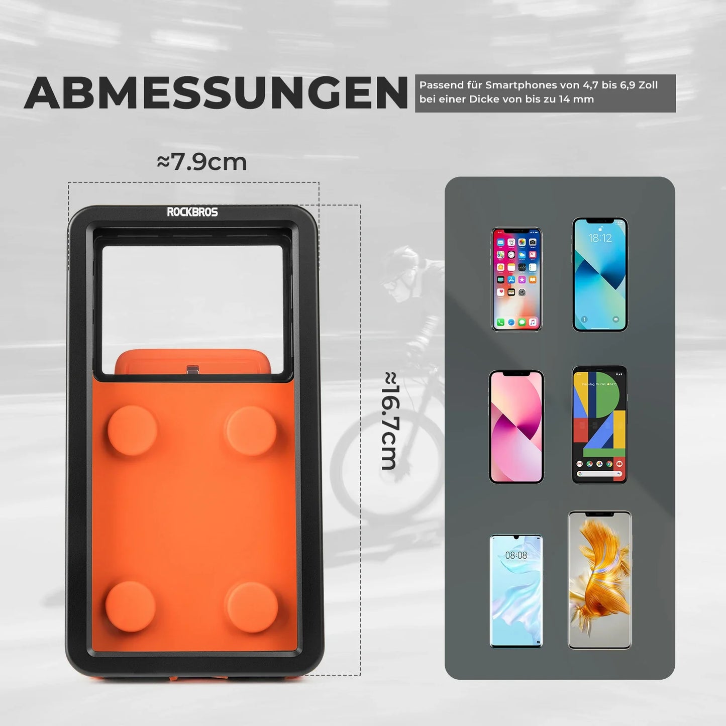 Fahrrad Handyhalterung Magnetische, 4,7–6,9 Zoll Smartphones, Lenkerhalterung 22,2–31,8 mm