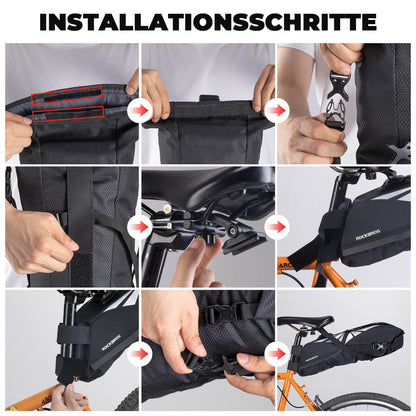 Fahrrad Satteltasche 100% Wasserdicht 8L mit Reflektoren