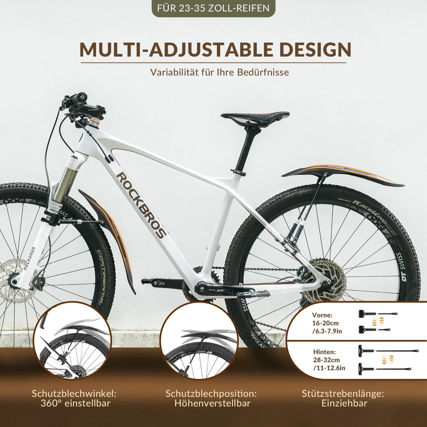 Fahrrad Schutzbleche Set Vorne/Hinten Verstellbare Flexible 26-29 zoll