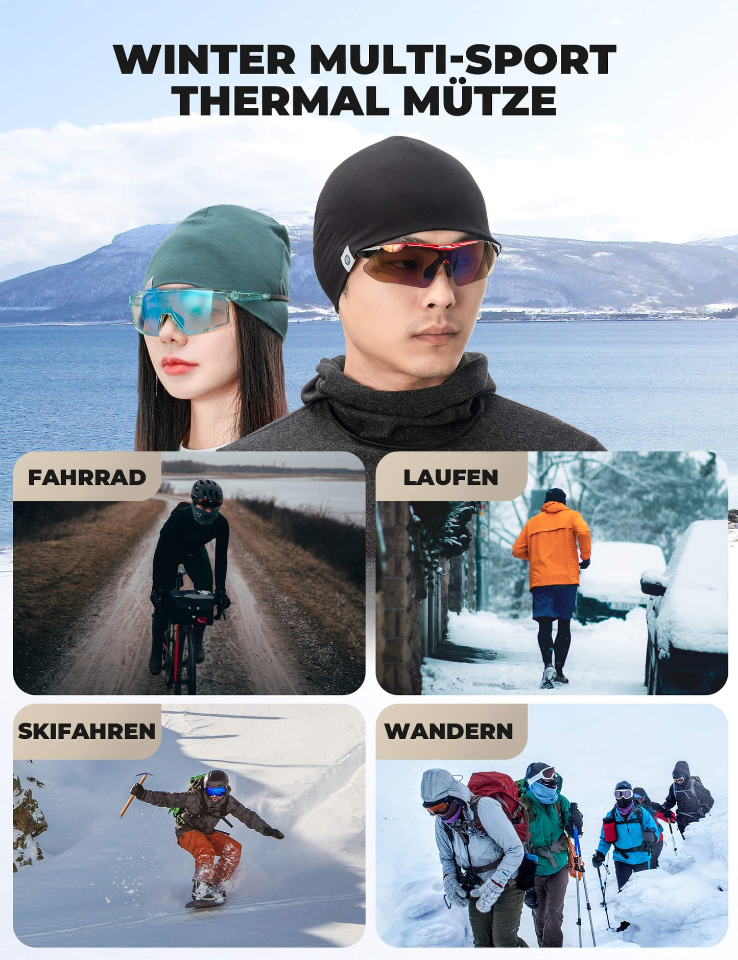 ROCKBROS Winter Thermo Mütze aus Wolle