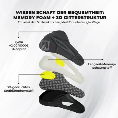 Fahrradsattel Überzug – Ergonomischer Sattelbezug Fahrrad mit Memory-Foam & 3D-geformter Polsterung