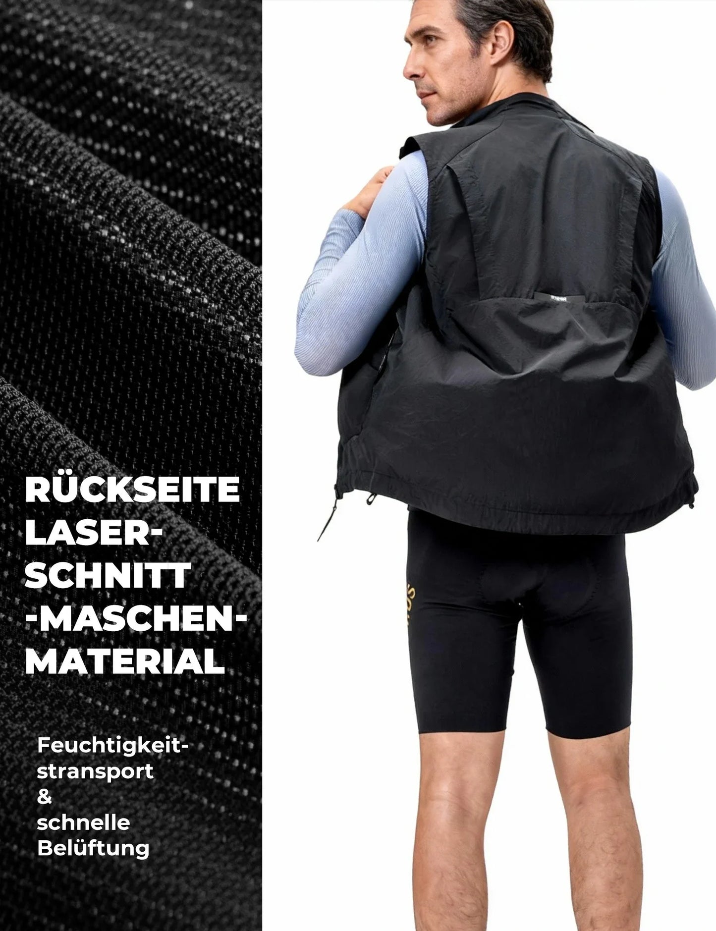 Fahrradweste Winddicht Leicht Atmungsaktiv Schnelltrocknend, Faltbar Radweste