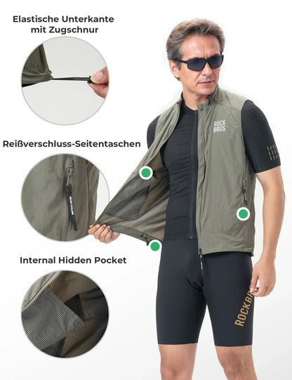 Fahrradweste Winddicht Leicht Atmungsaktiv Schnelltrocknend, Faltbar Radweste