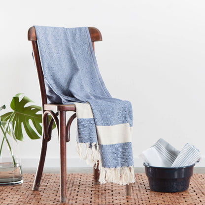 Hamamtuch Charlotte dunkelblau - handgewebt