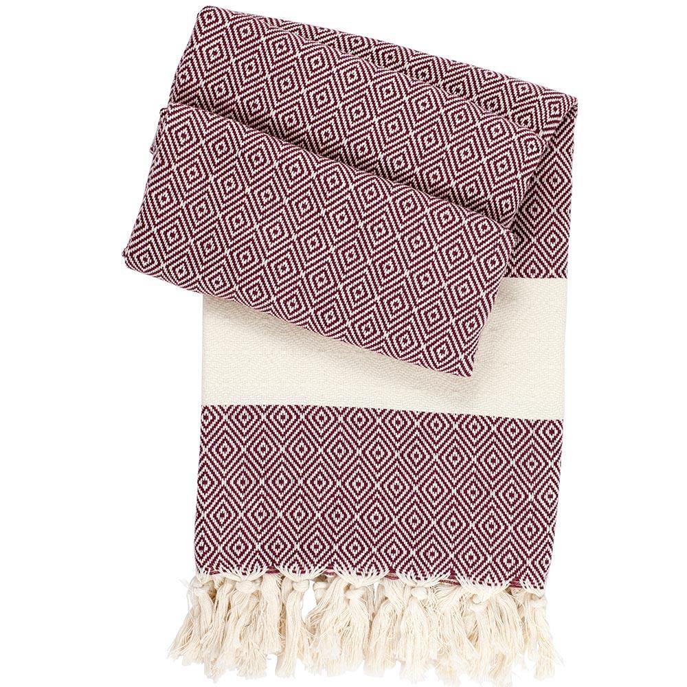 Hamamtuch Charlotte bordeaux - handgewebt