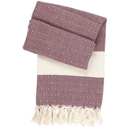 Hamamtuch Charlotte bordeaux - handgewebt