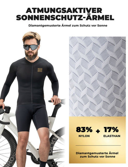 Herren Langarm-Radtrikot Atmungsaktiv Reflektierend mit 3D-Schnitt