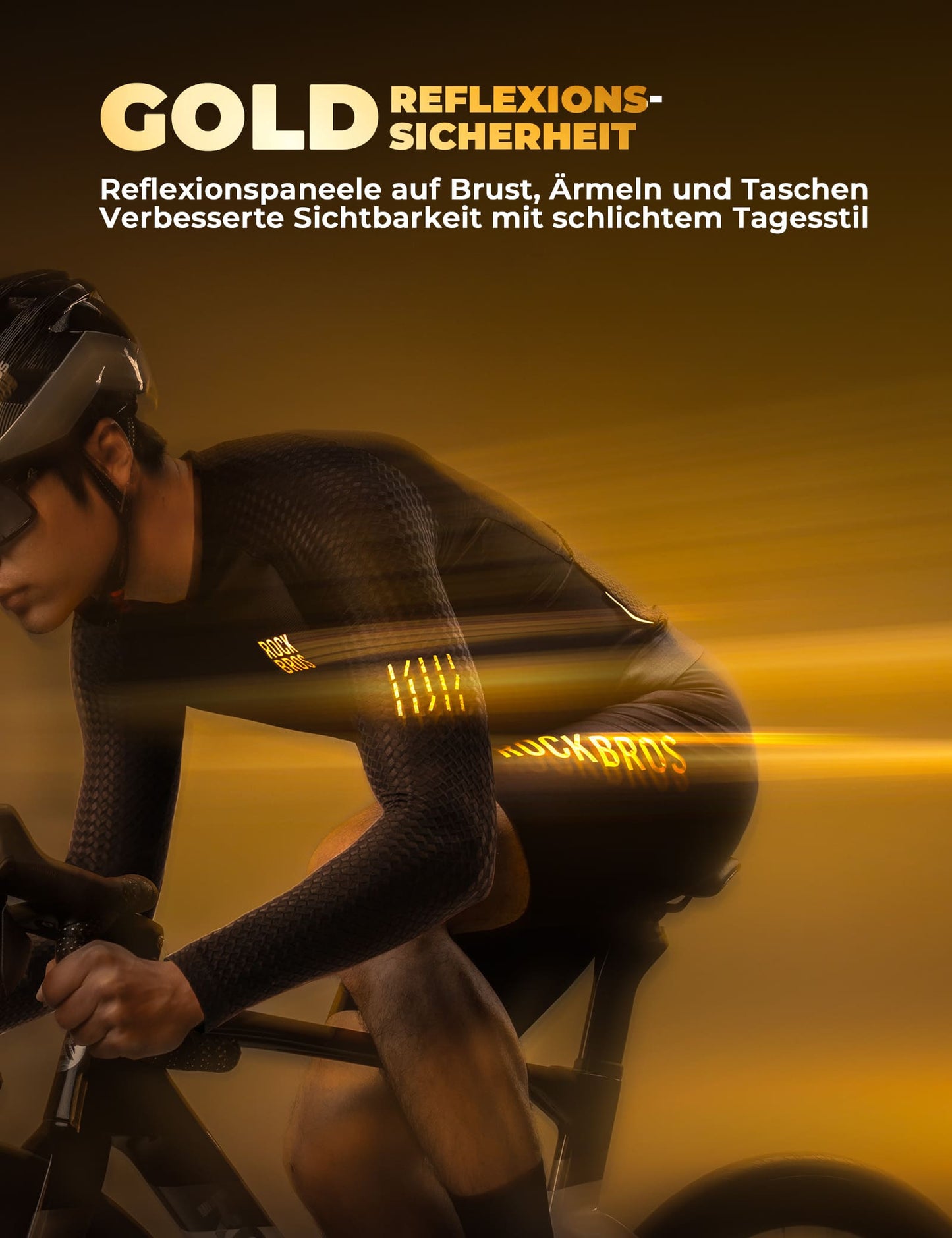 Herren Langarm-Radtrikot Atmungsaktiv Reflektierend mit 3D-Schnitt