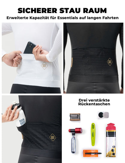 Herren Langarm-Radtrikot Atmungsaktiv Reflektierend mit 3D-Schnitt