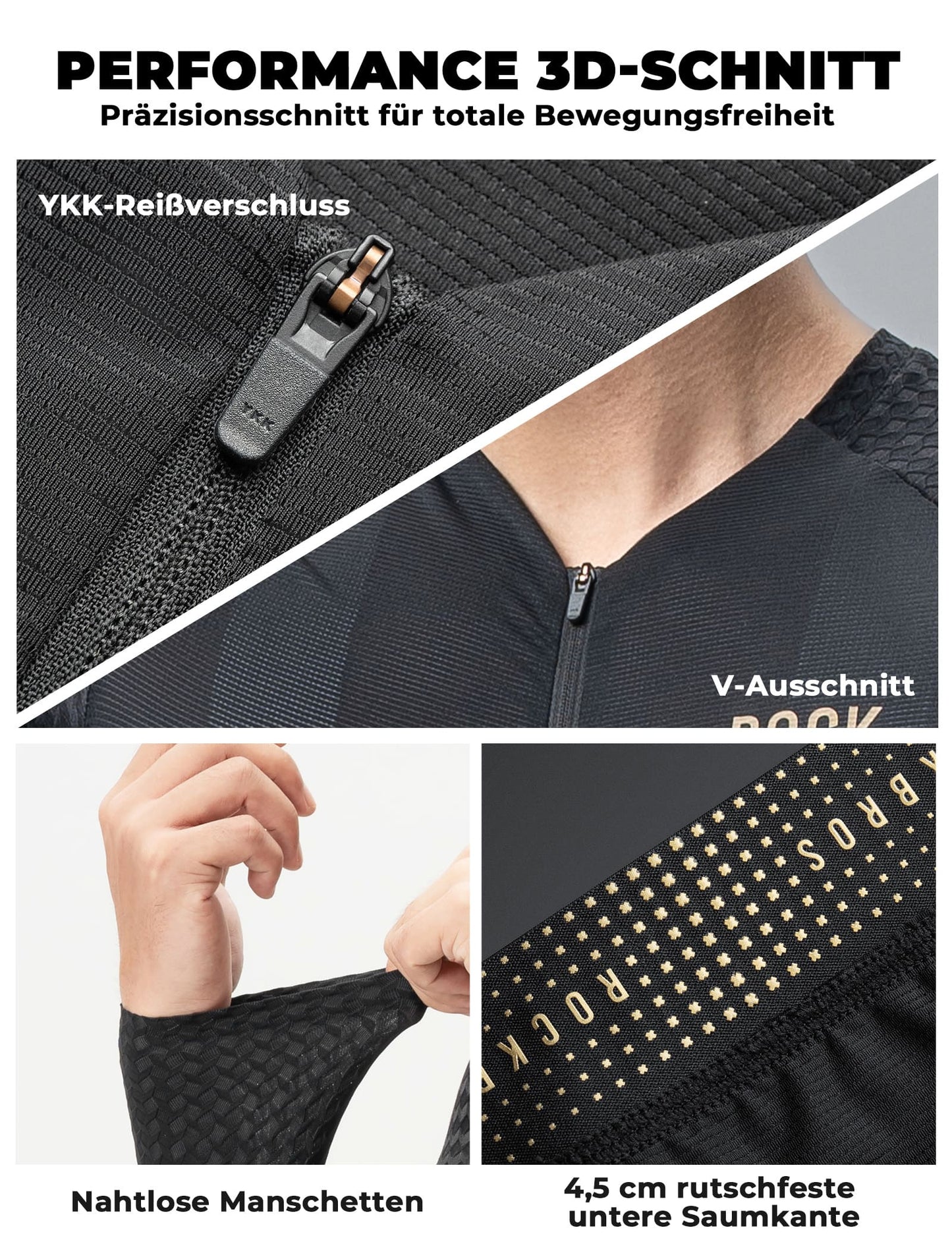 Herren Langarm-Radtrikot Atmungsaktiv Reflektierend mit 3D-Schnitt