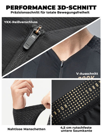 Herren Langarm-Radtrikot Atmungsaktiv Reflektierend mit 3D-Schnitt