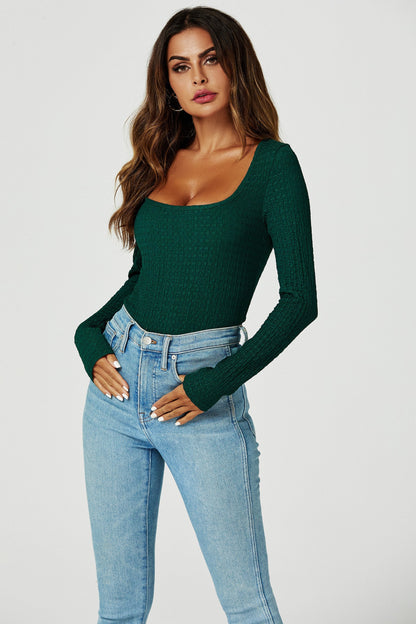 Long sleeved top In Dark Green