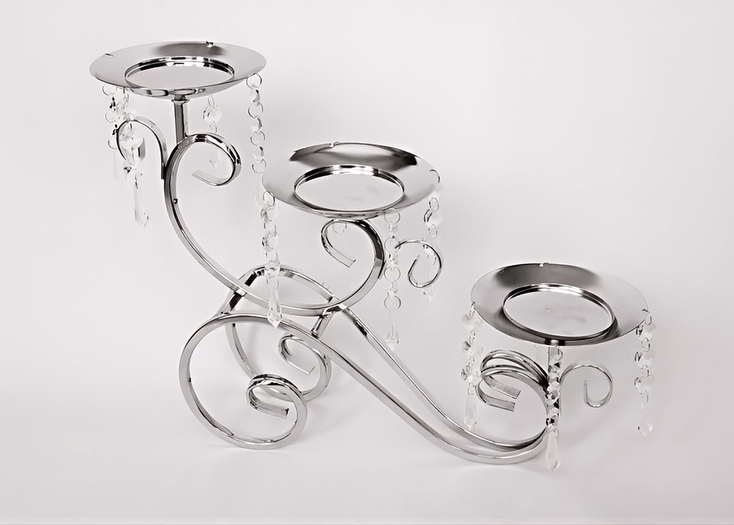 Kerzenständer Kerzenhalter  Metall, Kristall 3-armig