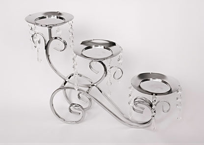 Kerzenständer Kerzenhalter  Metall, Kristall 3-armig