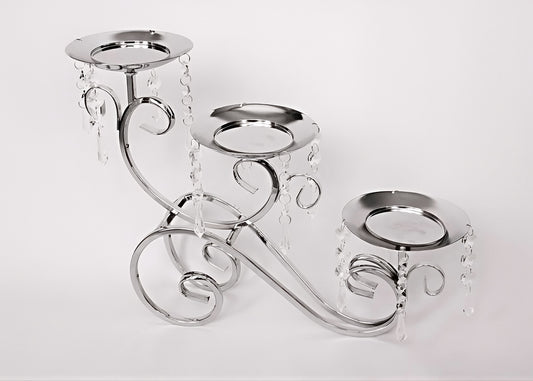 Kerzenständer Kerzenhalter  Metall, Kristall 3-armig