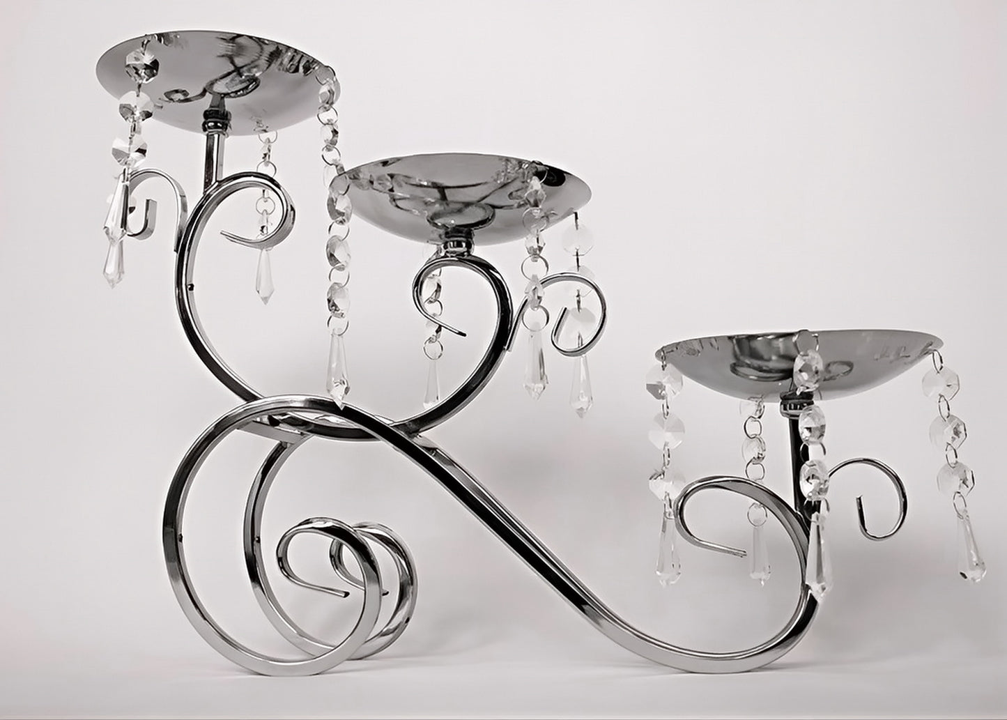 Kerzenständer Kerzenhalter  Metall, Kristall 3-armig