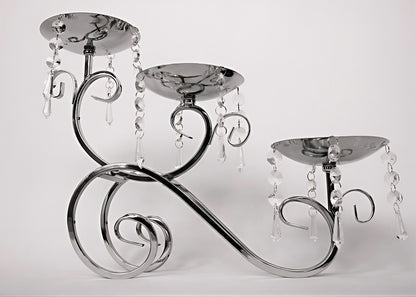 Kerzenständer Kerzenhalter  Metall, Kristall 3-armig