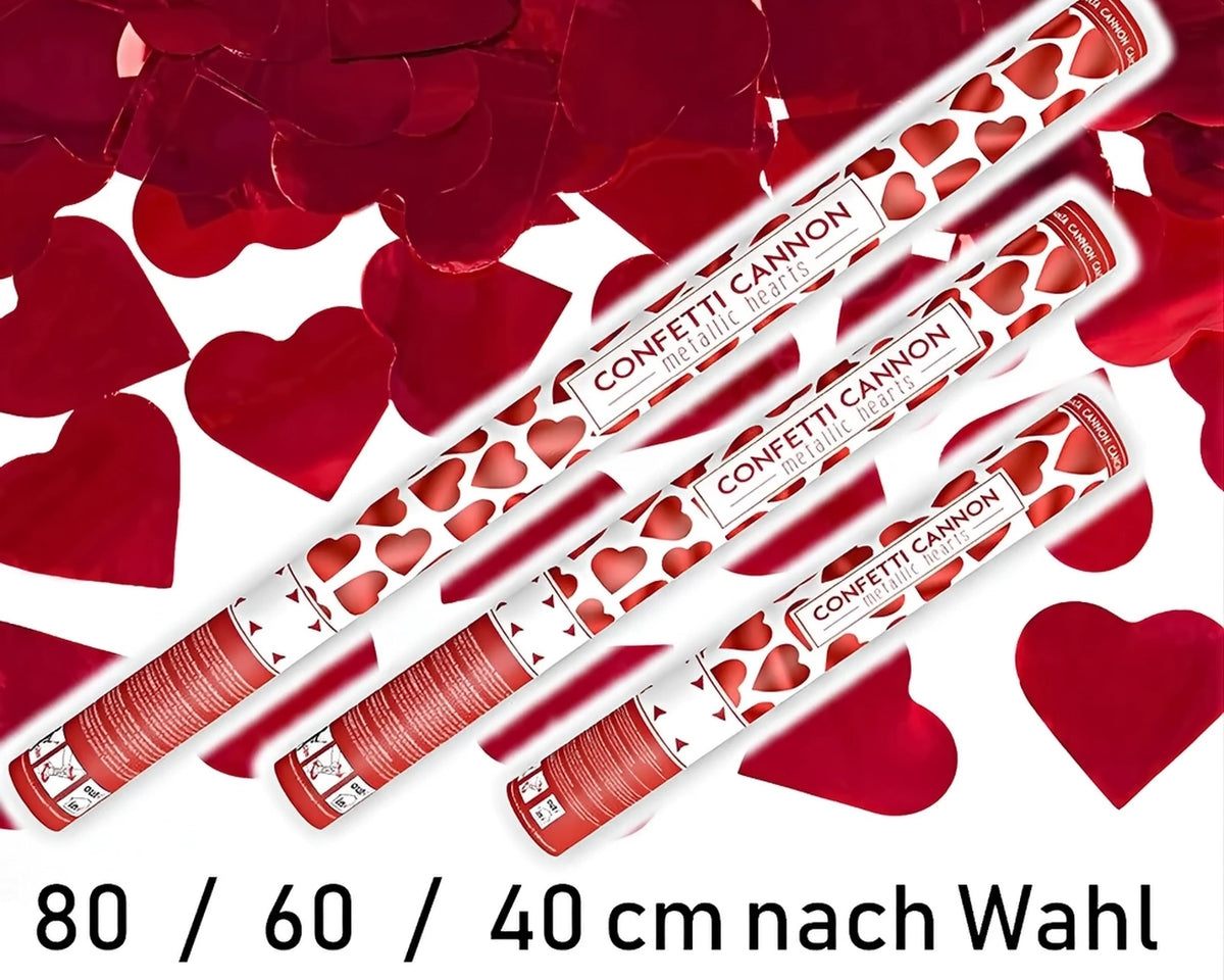 Konfettikanone kaufen für unvergessliche Partys, erhältlich in 40, 60, 80 cm, mit Party Mix aus Papier- und Metallic-Konfetti.
