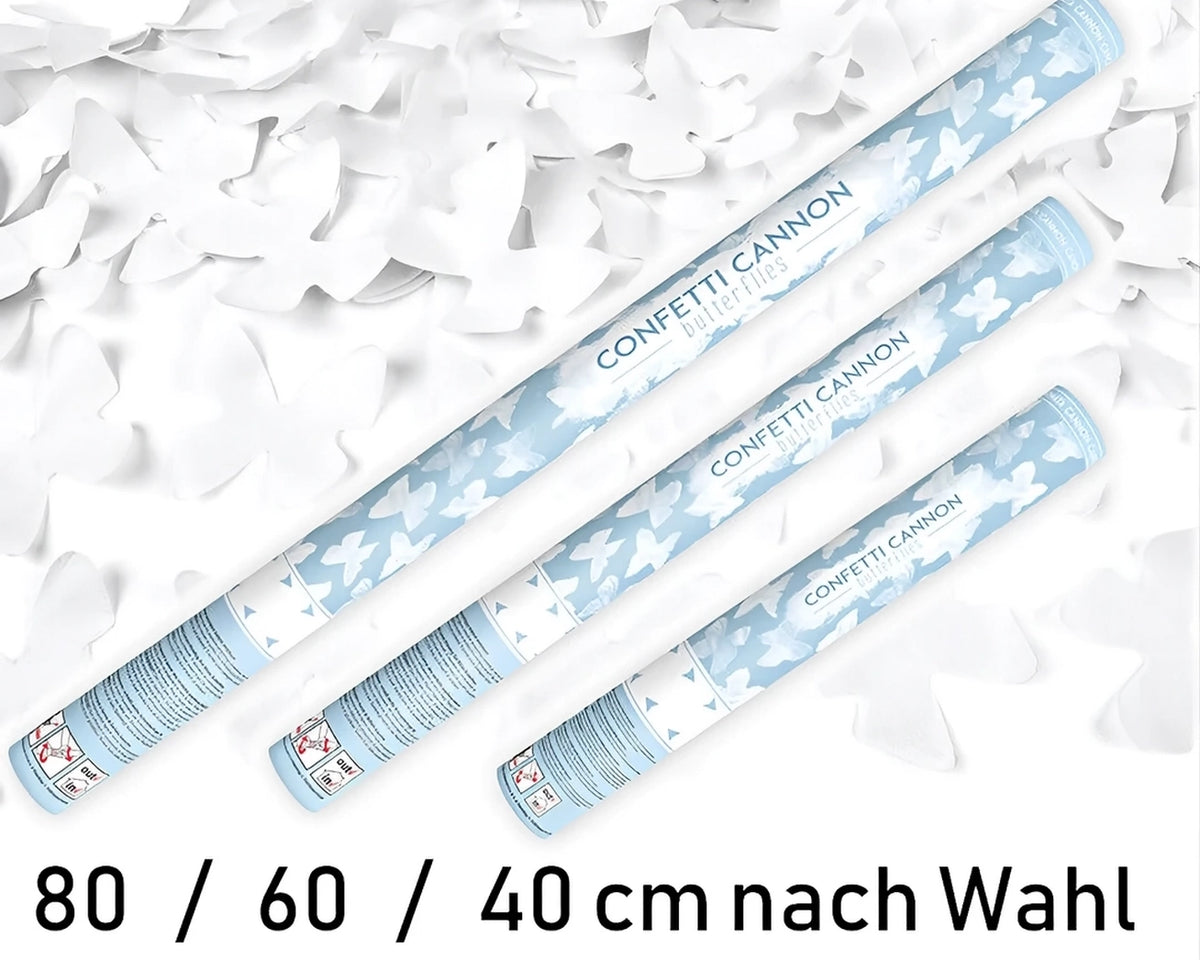 Konfettikanone kaufen - Druckluft-Konfettishooter in 40/60/80 cm, Party Mix aus Papier und Metallic-Konfetti für unvergessliche Events.
