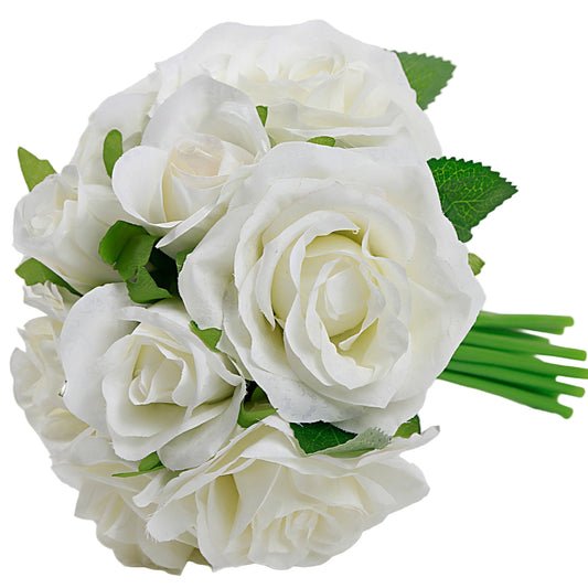 Kuenstlicher Blumenstrauss Weisse Rosen