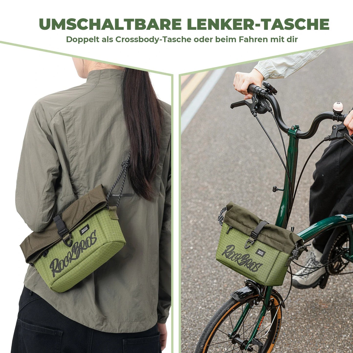 Lenkertasche für Flatrad und Brompton, Fahrrad Tasche Lenker 2,8-4,6 L