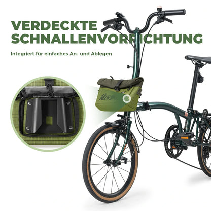 Lenkertasche für Flatrad und Brompton, Fahrrad Tasche Lenker 2,8-4,6 L
