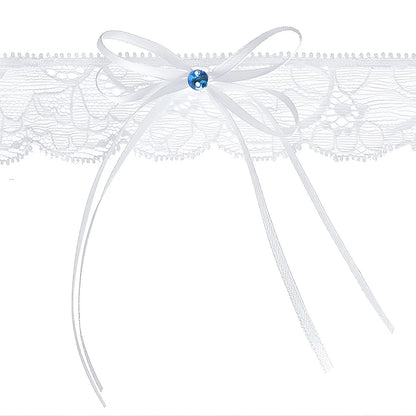 Strumpfband Hochzeit versch. Varianten in Weiß, Blau oder Creme aus Spitze Satin