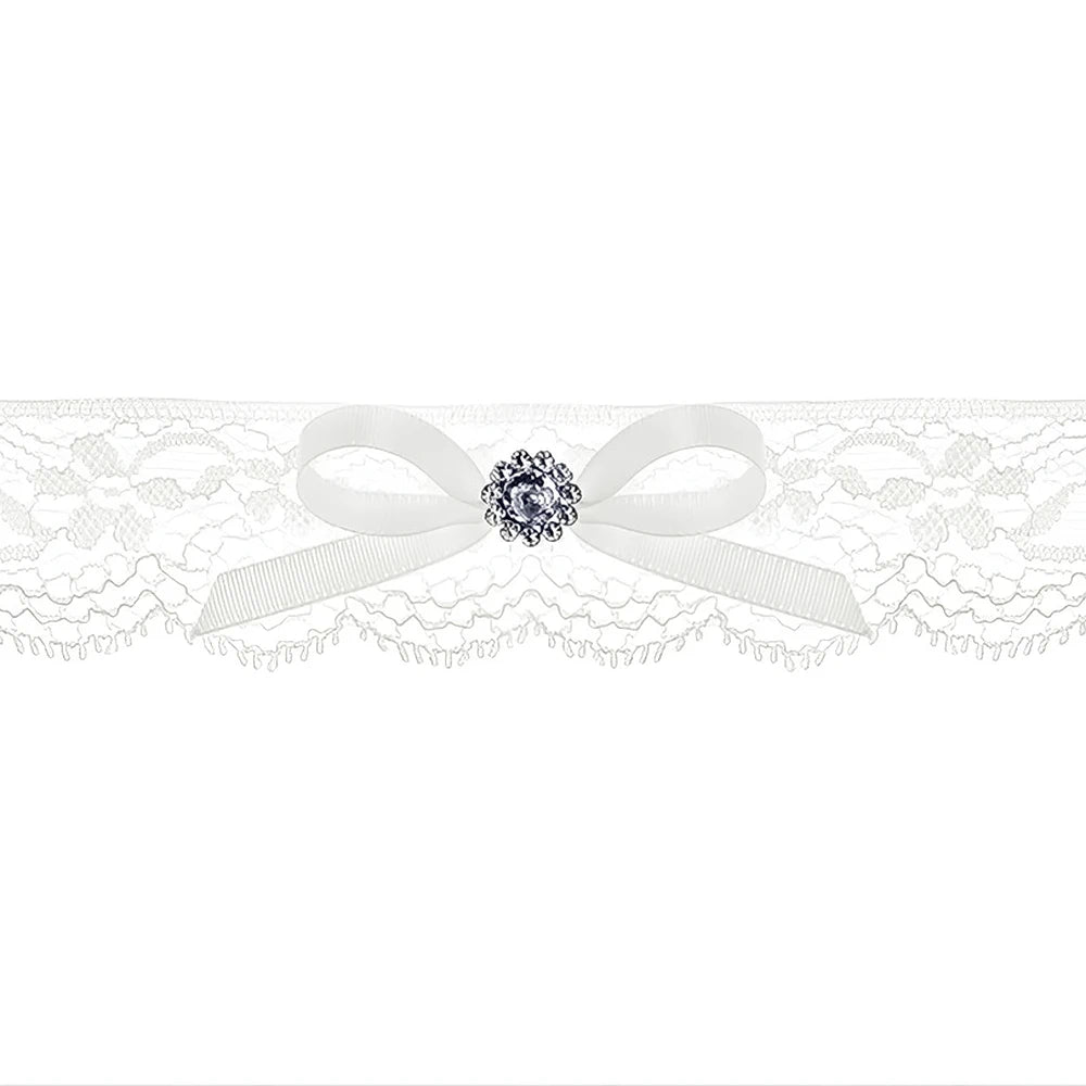 Strumpfband Hochzeit versch. Varianten in Weiß, Blau oder Creme aus Spitze Satin