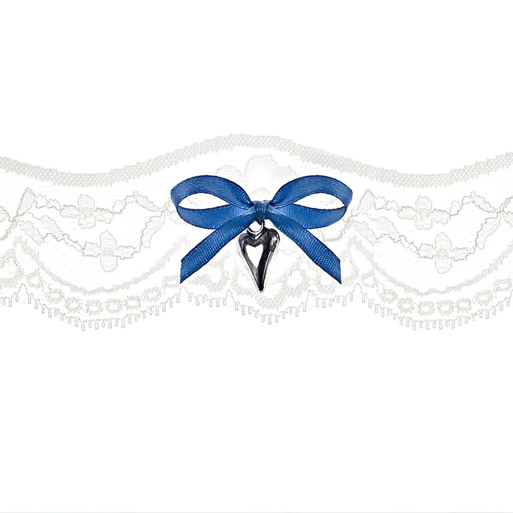 Strumpfband Hochzeit versch. Varianten in Weiß, Blau oder Creme aus Spitze Satin