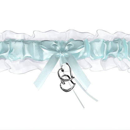 Strumpfband Hochzeit versch. Varianten in Weiß, Blau oder Creme aus Spitze Satin