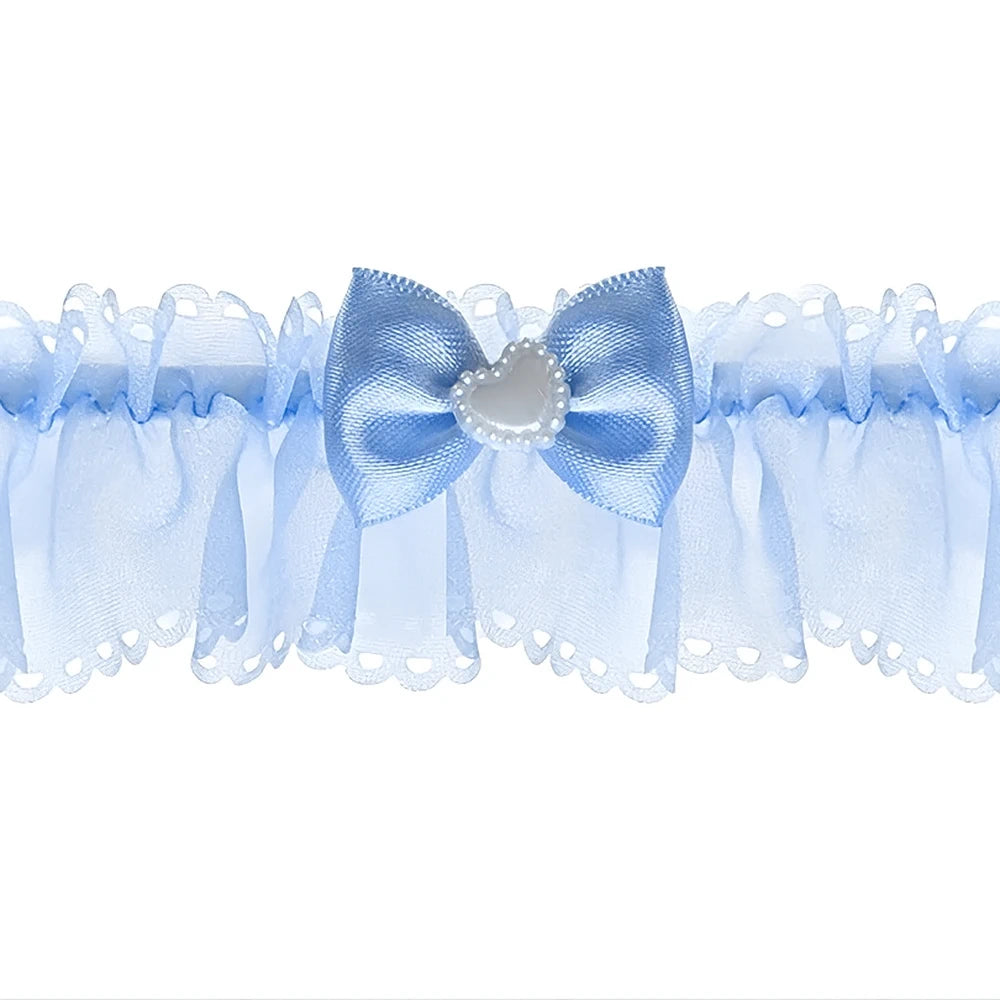 Strumpfband Hochzeit versch. Varianten in Weiß, Blau oder Creme aus Spitze Satin